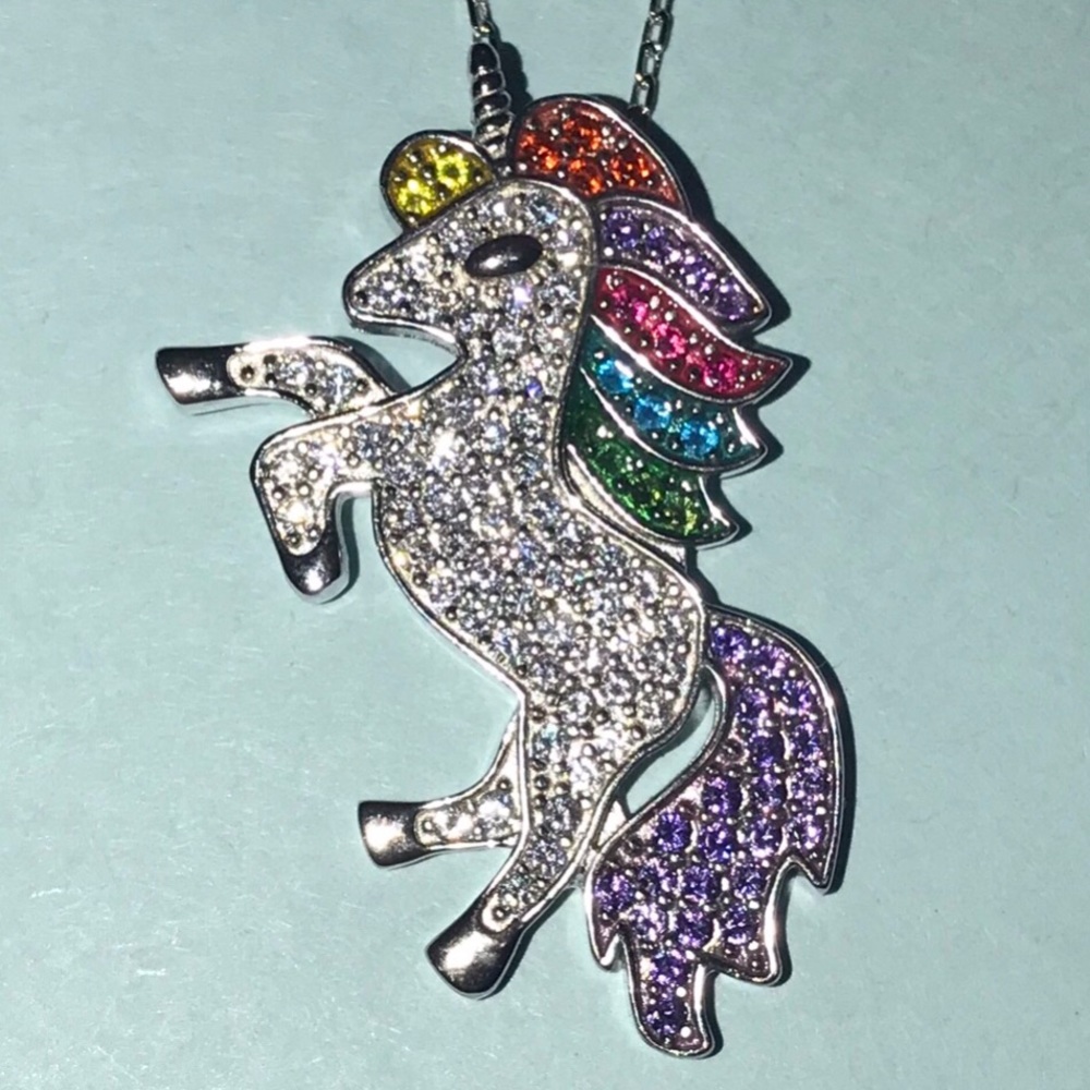 Swarovski Solid Sterling Silver Unicorn Necklace